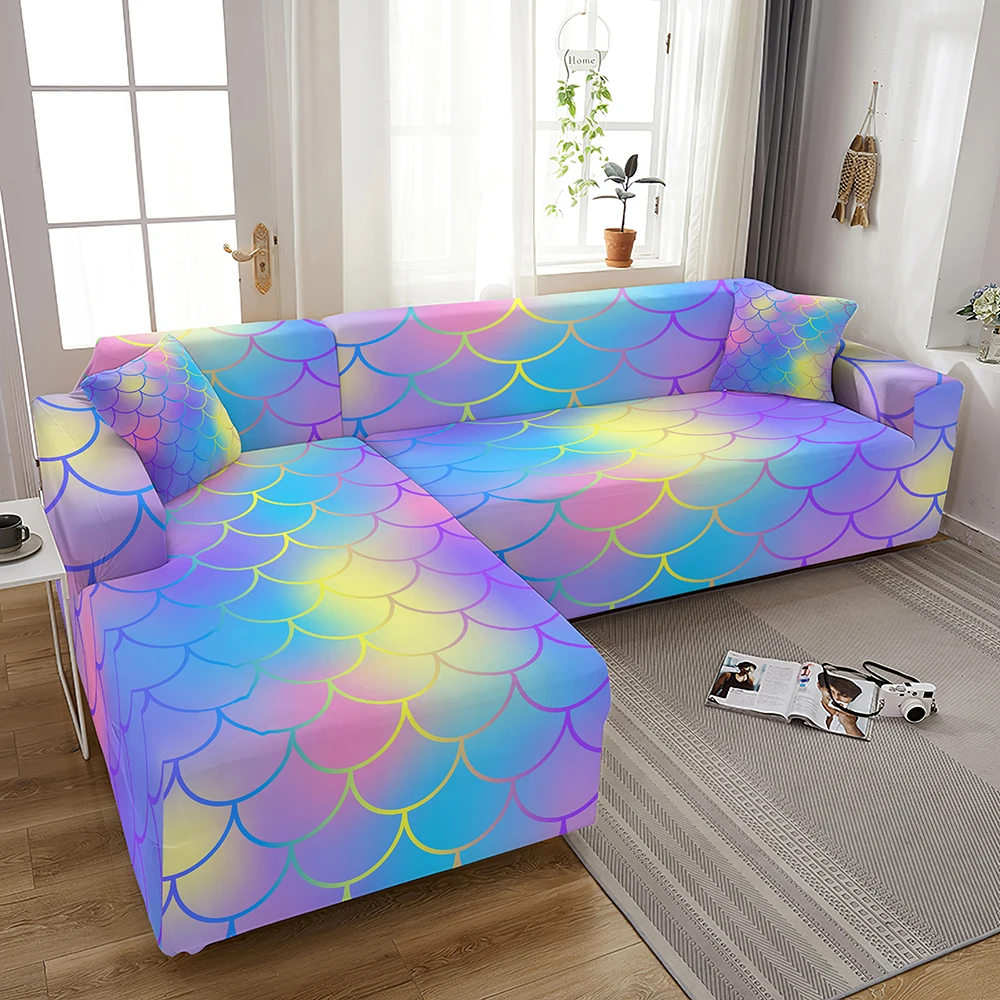 Чехлы для угловых диванов в форме рыбьей чешуи гостиной эластичный чехол кушетки