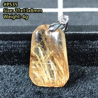 top natural gold rutilated quartz pendant jewelry for women men silver beads luck wealth stone water drop crystal gemstone aaaaa