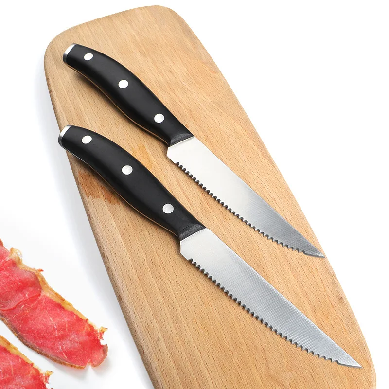 

Professional Steak Knife Kitchen Knives Set Stainless Steel Kitchen Knives Black Handle Dinner Knife Cutter