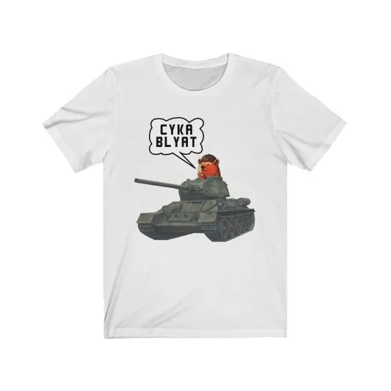 

Футболка Cyka Blyat T34, русская футболка, забавная шутка, Мир танков, повседневная мужская верхняя одежда, популярный дизайн, мужские футболки в с...