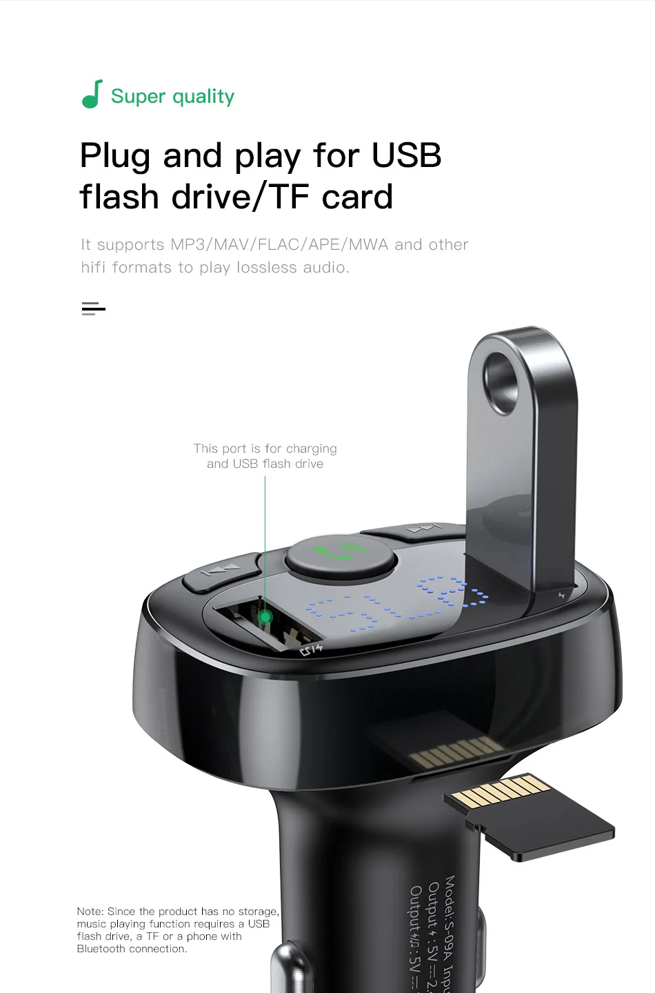 New dual USB Car Charger transmitter Bluetooth hands free FM modulator car charger for Xiaomi mp3