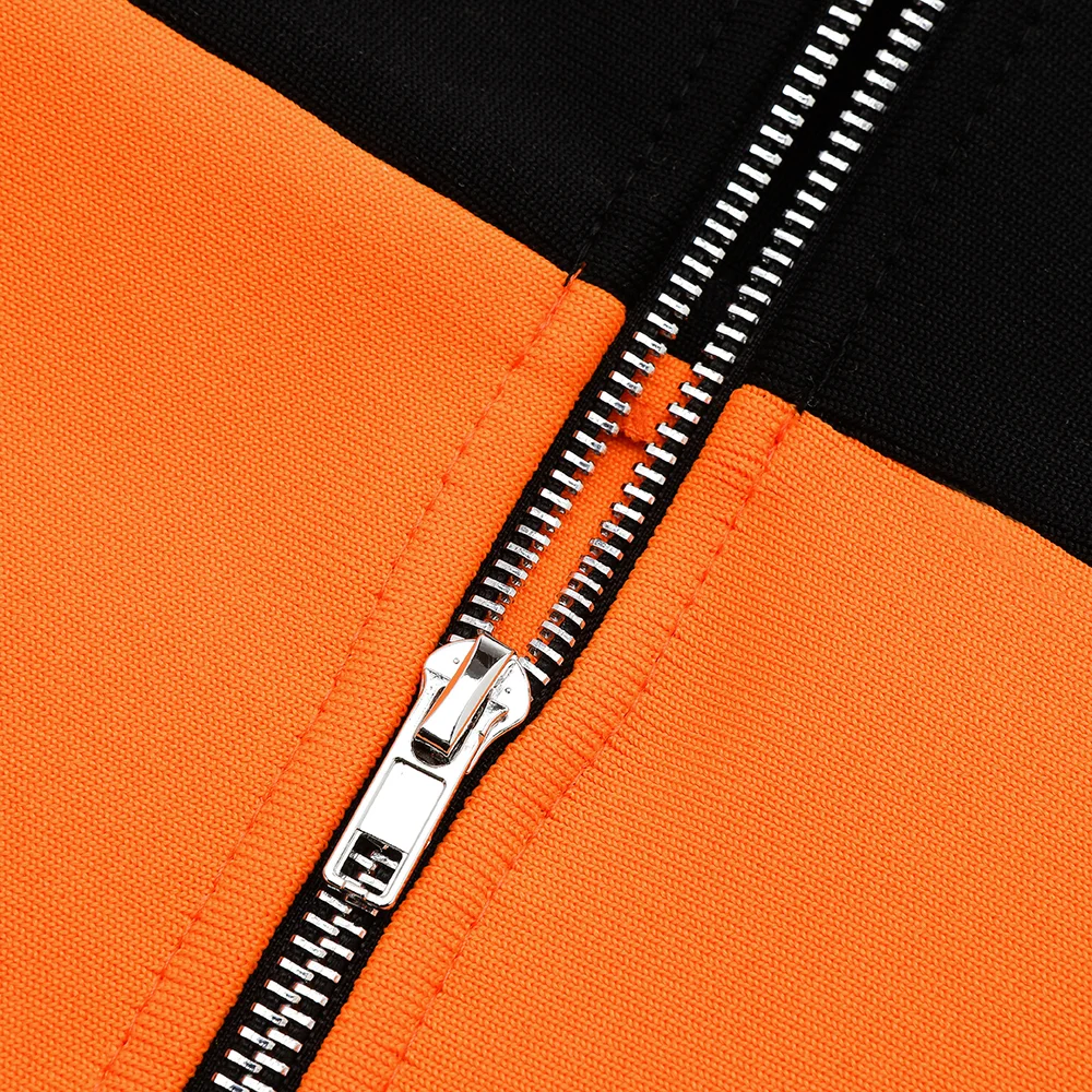 

2021 Women Bandage Dress Spaghetti Strap Orange And Black Patchwork Sexy Club Fashion Evening Party Celebrity Ladies Dress