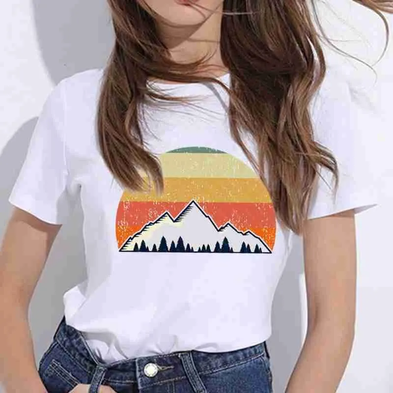 

Oversized T-Shirts Women Men Sunset Print Tshirt Summer Shirt Sleeve T-shirt Clothes Graphic Female Harajuku Fashion Tops S V8Z4