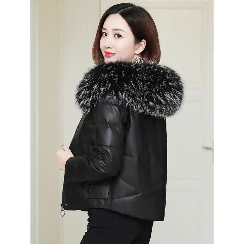 2022 New Winter Women's Faux Fur High Quality Cotton Coats Female Keep Warm With Fur Fox Collars Ladies Slim Thick Outwear H90