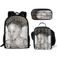 afro girls print school bags set for girls kids black women art backpack junior girl schoolbag softback bolsa mujer