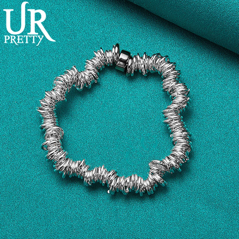 Новый Гладкий многокольцевой браслет-цепочка URPRETTY из стерлингового серебра 925