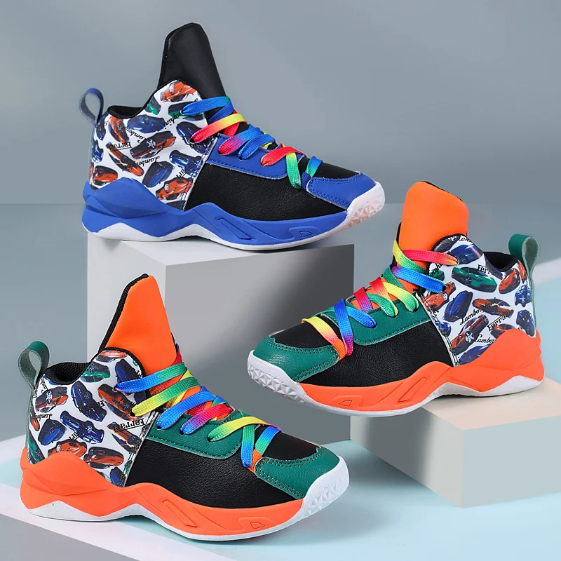 

Autumn Children High-Top Leather Waterproof Sports Shoes Sneakers Boys Casual Shoes Basketball Shoes Kids Chaussures De Basket