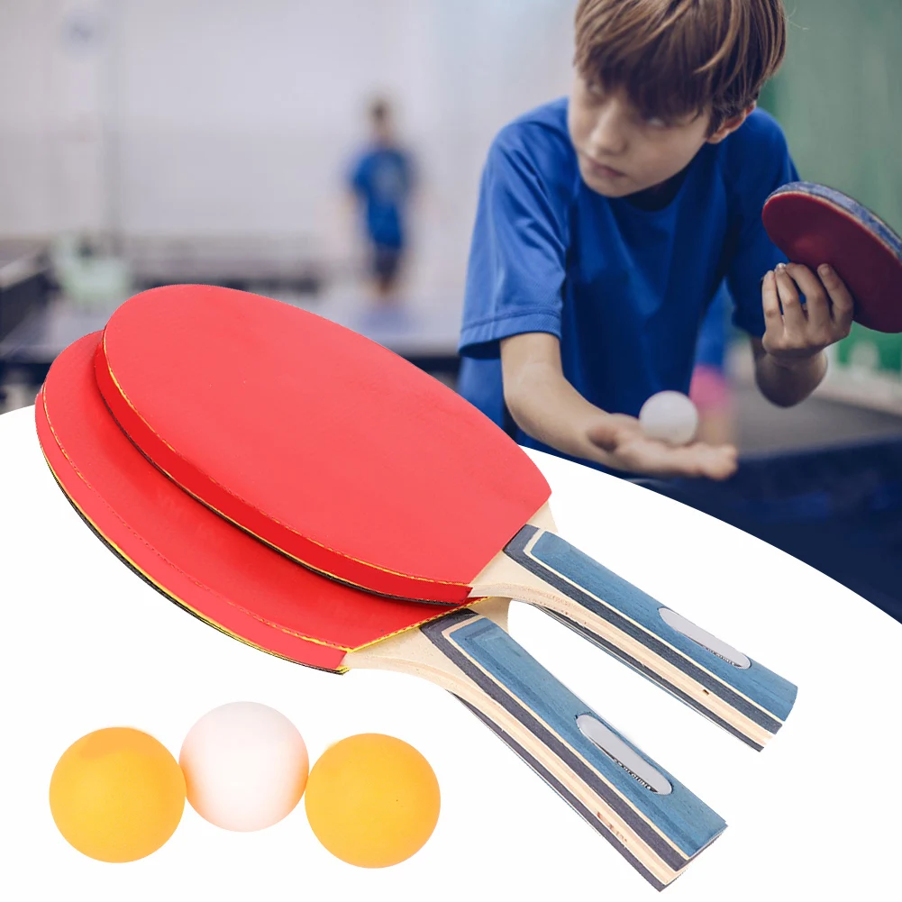 

2PCS lot Table Tennis Bat Racket Double Face Pimples In Long Short Handle Ping Pong Paddle Racket Set With Bag 3 Balls