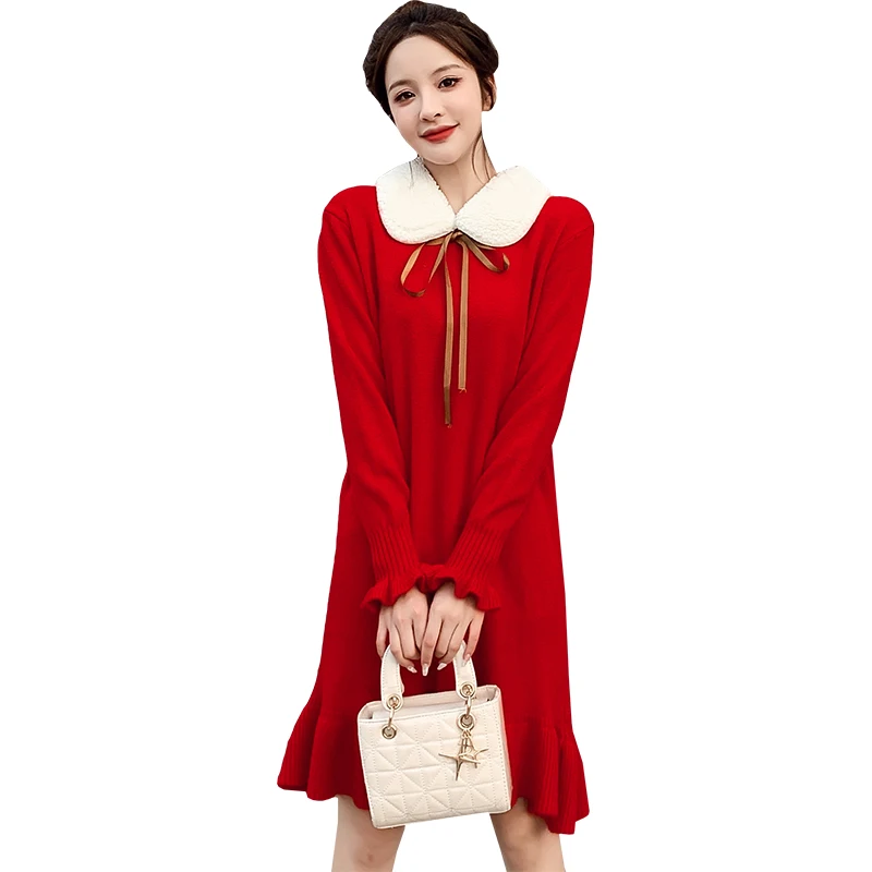 

Will dress is han edition of qiu dong outfit collars knitting fishtail skirt render of the long winter sweater dress
