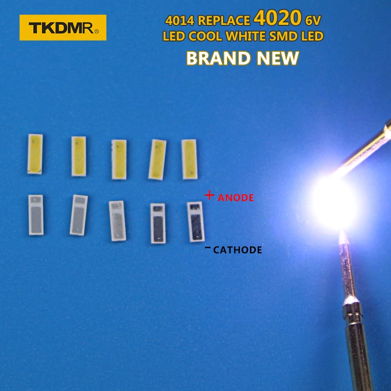 

TKDMR 30 шт./лот 4014 4020 SMD светодиодные бусины Холодный белый 1 Вт 6 в ма для ТВ/ЖК подсветки Бесплатная доставка
