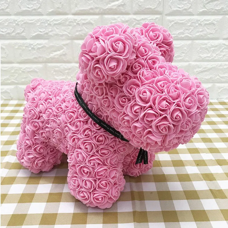 42cm pink dog Горячая Распродажа кролик, собака, панда, единорог, плюшевый медведь, роза, мыльный цветок, искусственная игрушка, рождественские подарки для женщин, подарок на день Святого Валентина - Цвет: 42cm pink dog