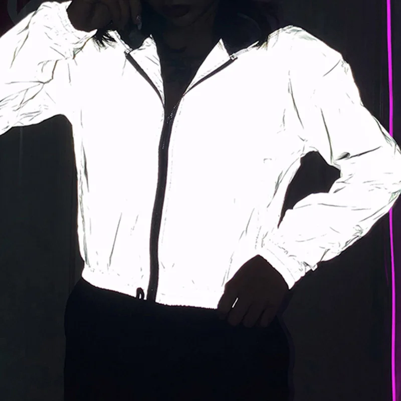 Светоотражающая куртка Ночная светящаяся Мужская и женская уличная хип хоп