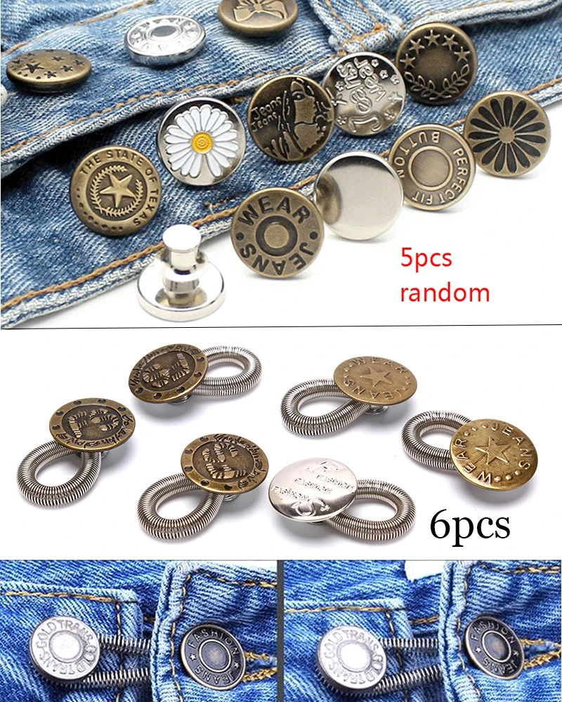 5/6 шт. булавки швейные пуговицы Регулируемый разборки выдвижной джинсы с