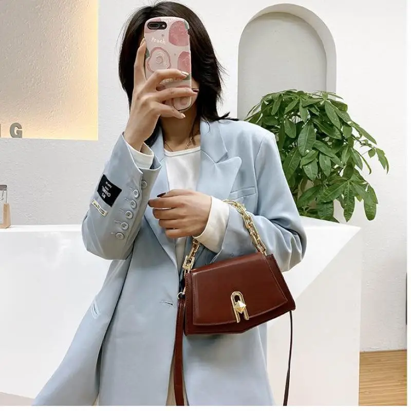 

Chain Design New Mini PU Leather Flap Bags For Women 2021 Summer Lady Shoulder Handbag Female Beautiful Fashion Cross Body Bag