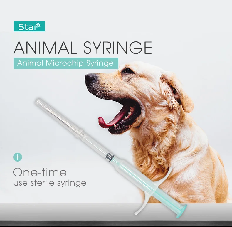 X 50pcs EM4305 Microchip 1.4*8mm Veterinary Transponder Syringe Dog Injector with ISO11784 FDX-B