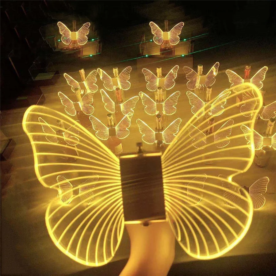 Chargeable Bar KTV Sparkler Butterfly Light Led Flashing Fireworks Stick Wine Bottle Stoppers Strobe Baton For Party Club Event |