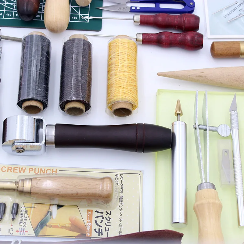37 шт. набор инструментов для шитья кожи DIY ручная строчка с вощеной нитью
