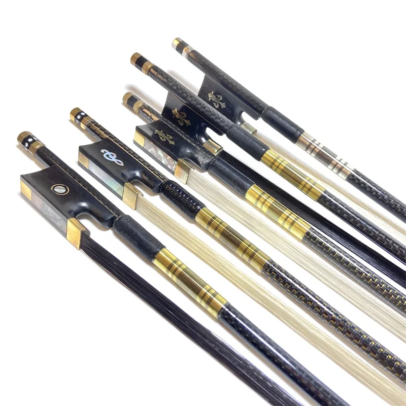 New Professional Carbon Fiber Various Styles Violin Bow 4/4 - 1/4Full Size Ebony Wood Natural Hair | Спорт и развлечения