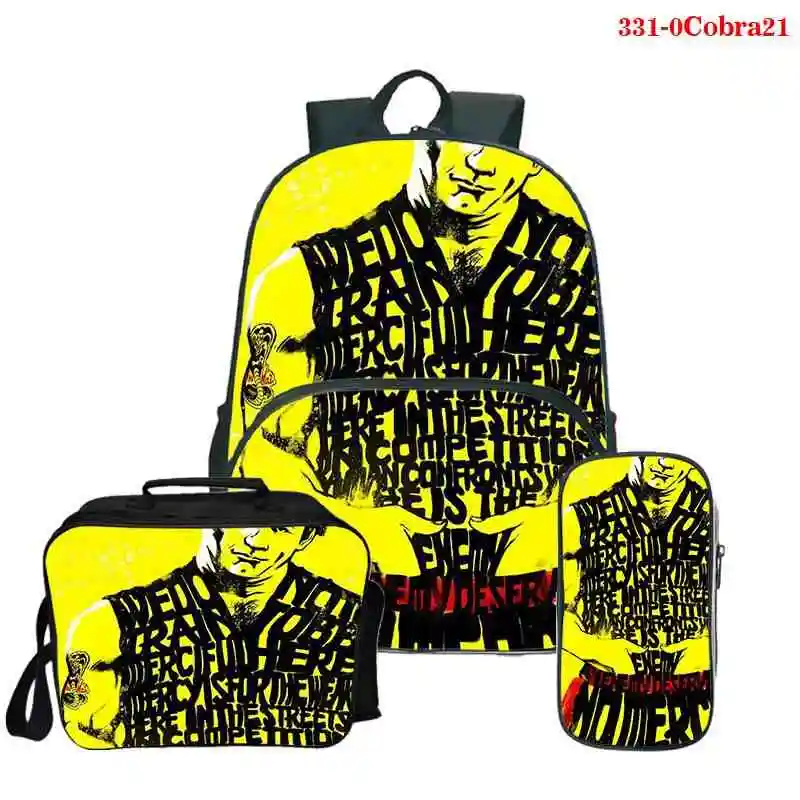 

cobra kai Fashion 3pcs/set School Bags lunch bags Teenager Boys Girls Bagpack Men 3d bookbags Backpacks for women graphic