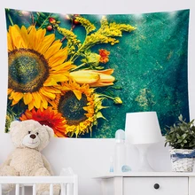 Tapeçarias de girassol psychedelic parede pendurado decoração do quarto hippie tapete da parede bruxaria praia cobertor decoração para casa tapete yoga (2)