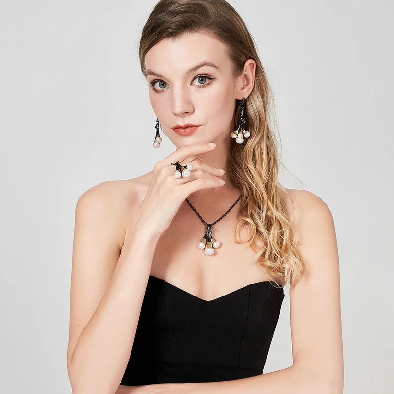 Винтажное женское кольцо Mytys в стиле ретро с черным пистолетом массивное