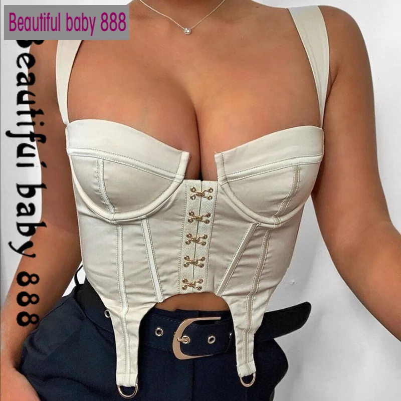 

New Sleeveless Fashion Hook Up Corset Crop Tops Female Fashion Underwear Backless Bustier Cropped Top Zipper Reverse camisole