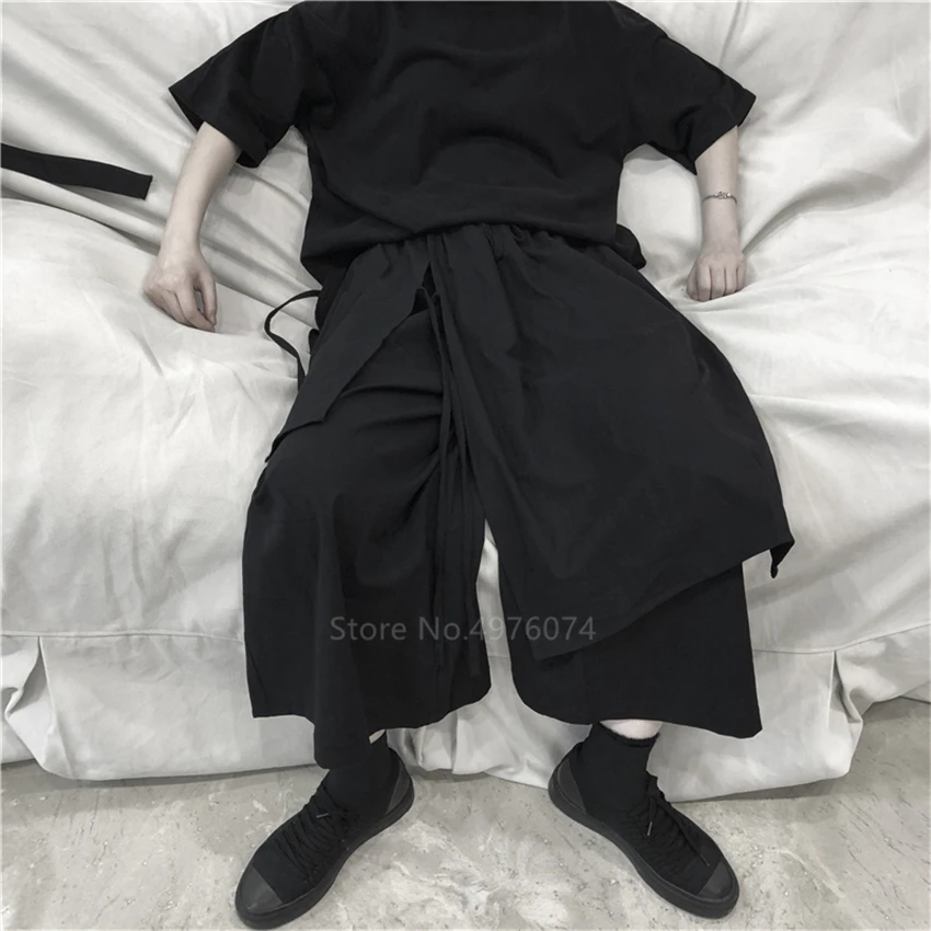 Кимоно мужское свободное до щиколотки штаны с широкими штанинами юбка в японском