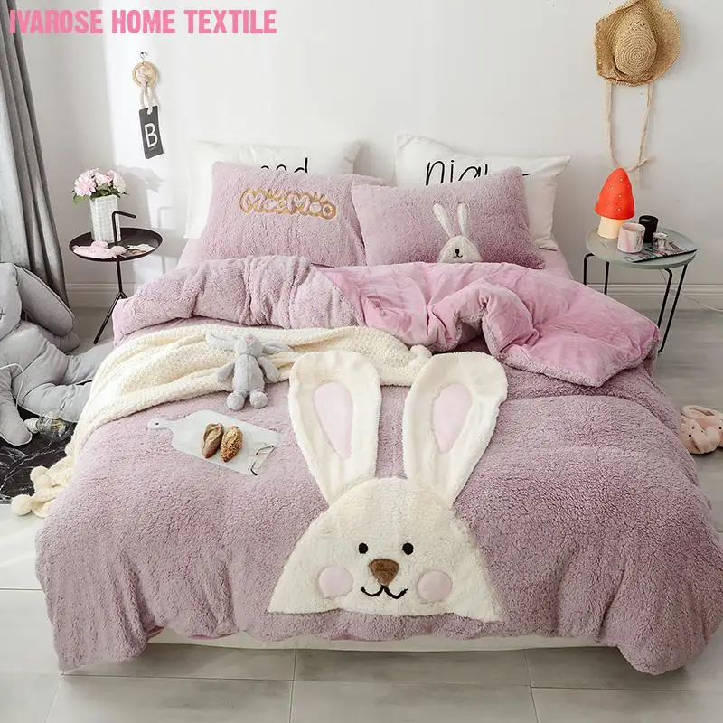 С подкладкой из плотного ворса теплый мягкий пододеяльник простыня с милым
