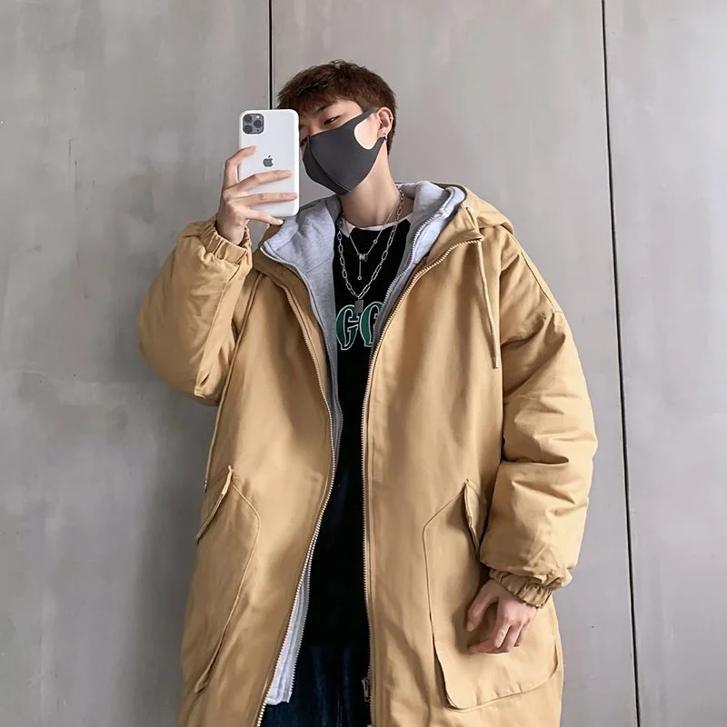 DIMI Male Parkas Streetwear Hip Hop Parka Coats Korean Style Man Jackets Winter Men's Long Jacket Parkas Harajuku