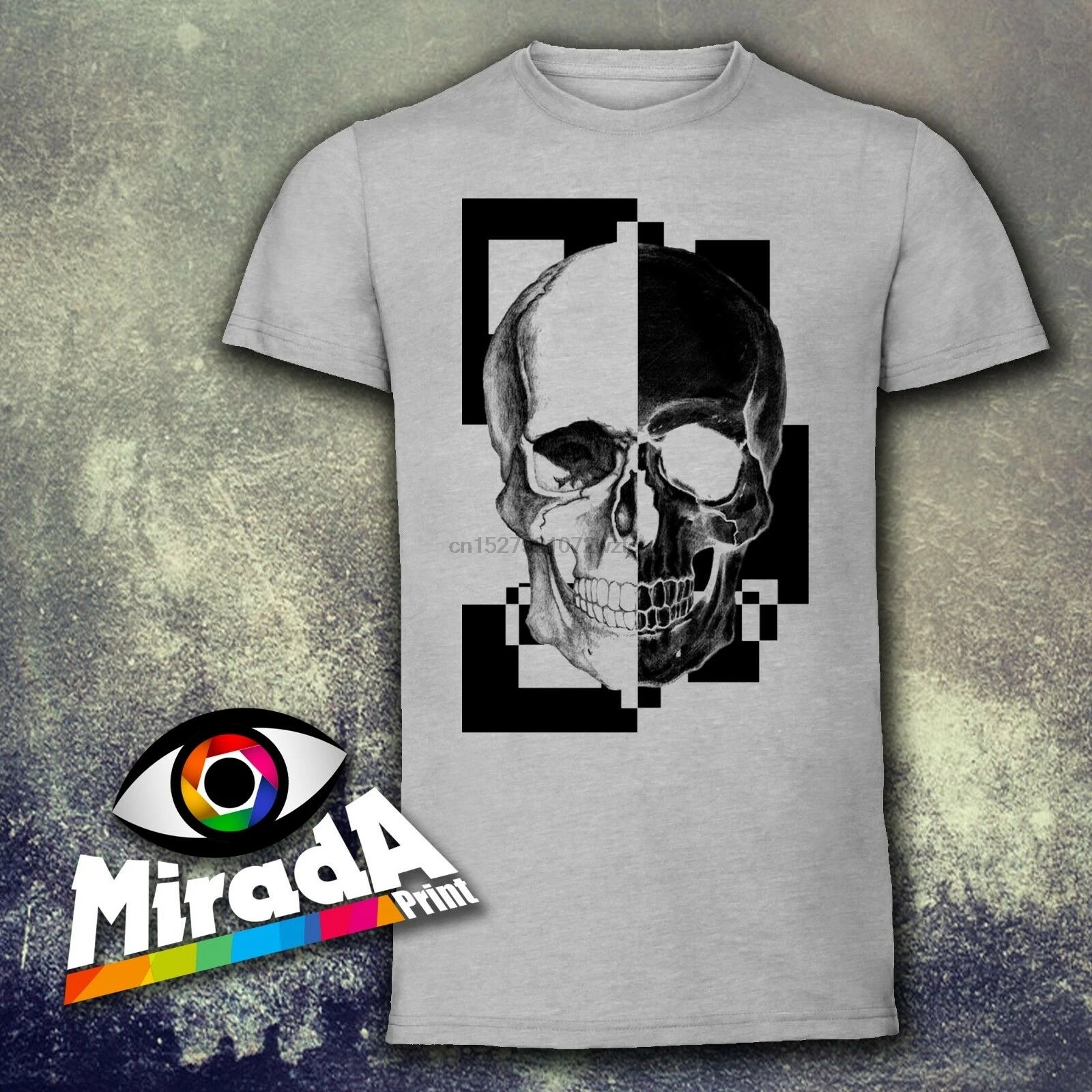 Футболка MAGLIETTA MODA FASHION SKULL TESCHIO черно белая SANTA MUERTE мексиканская|Мужские футболки| |