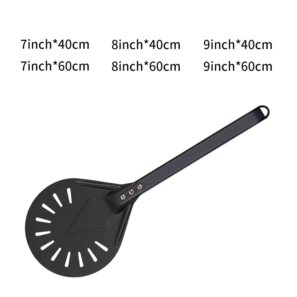 

Pizza Turning Small Pizza Peel Paddle Round Pizza Tool Non Slip Long Handle 7 8 9 inch Perforated Pizza Shovel Aluminum