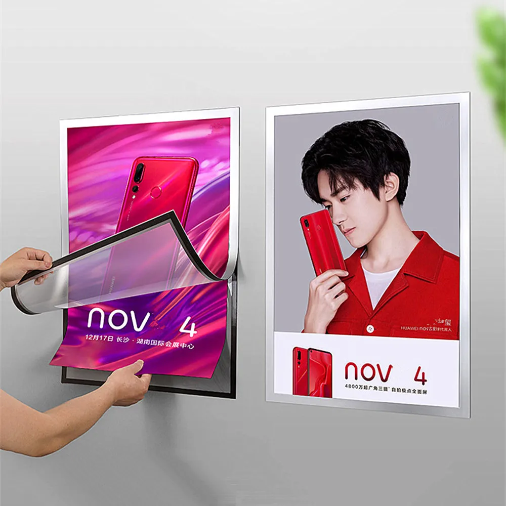 

Plastic PVC Poster Picture Paper Display Holder Frame A2 A3 A4 Store Advertisement Promotion No Punch Holes on Wall 200 Sets