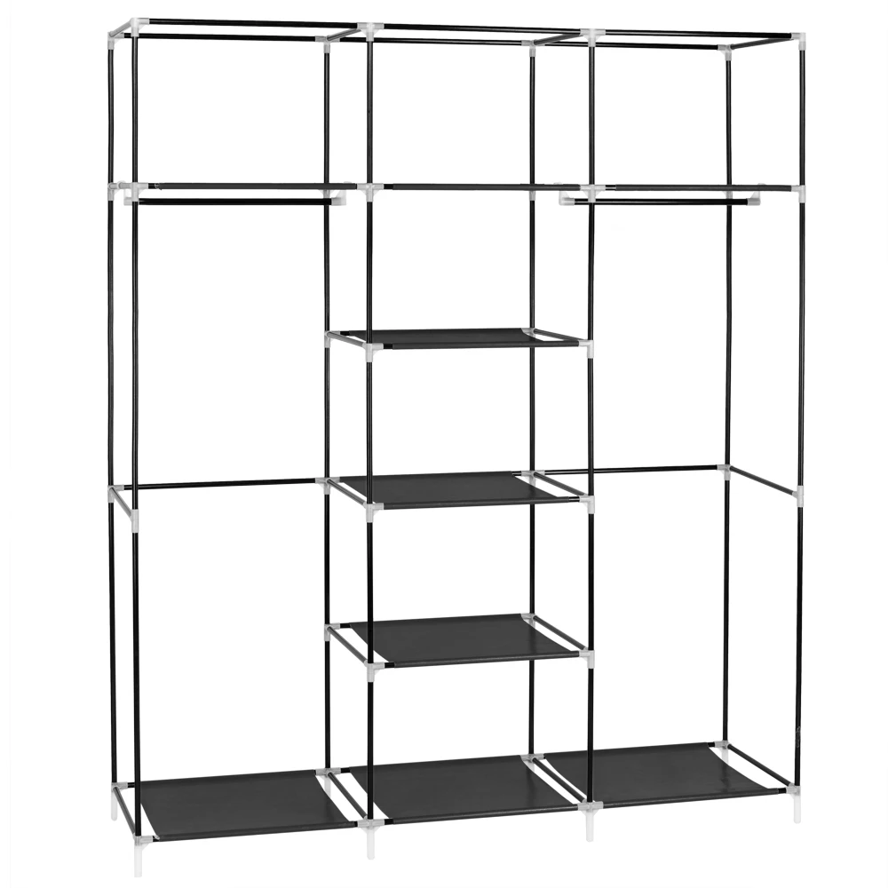 

Clothes Closet Non-Woven Fabric Wardrobe Double Rod Storage Organizer Home Storage Portable Closet