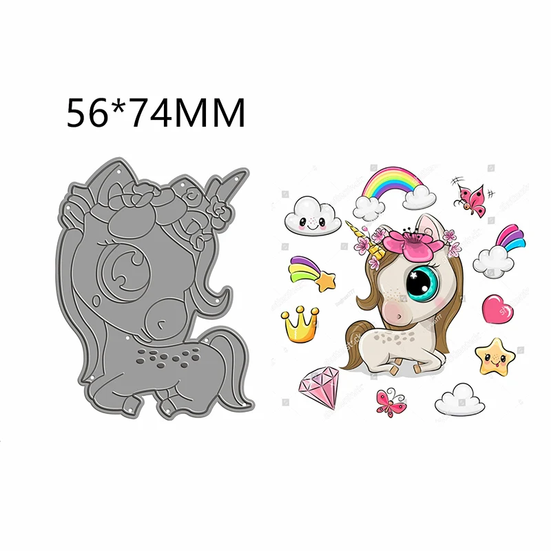 Новинка 2020 популярный металлический трафарет единорога для высечки и бумага