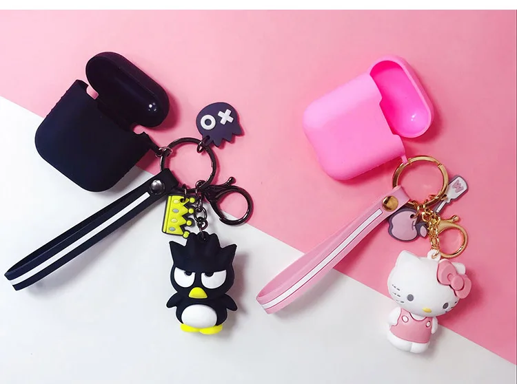 Мультяшный брелок Hello Kitty для Apple AirPods 1 чехол милый KT кот Кролик Лягушка куклы Брелоки Кольцо силиконовый чехол для зарядки AirPods