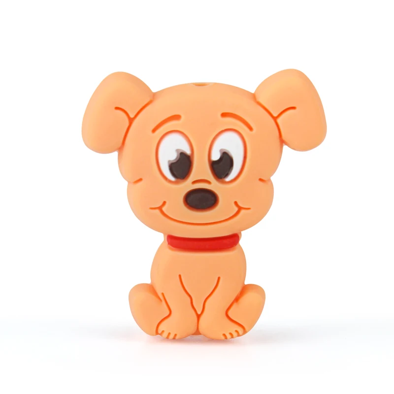 Orange Keep&Grow, 10 шт., мини силиконовые бусины в виде собаки из мультфильма, грызуны, Детские Прорезыватели, бусы, сделай сам, прорезыватели, ожерелье, силиконовые детские товары - Цвет: Orange