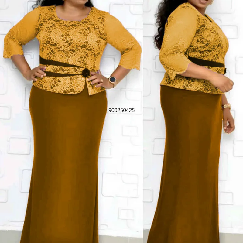 Рождественские кружевные африканские платья для женщин Дашики длинное платье