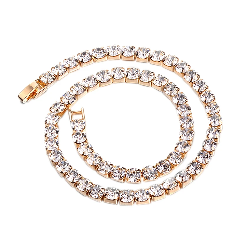 1 ряд стразы колье блестящая Цепочка с кристаллами роскошные ювелирные изделия