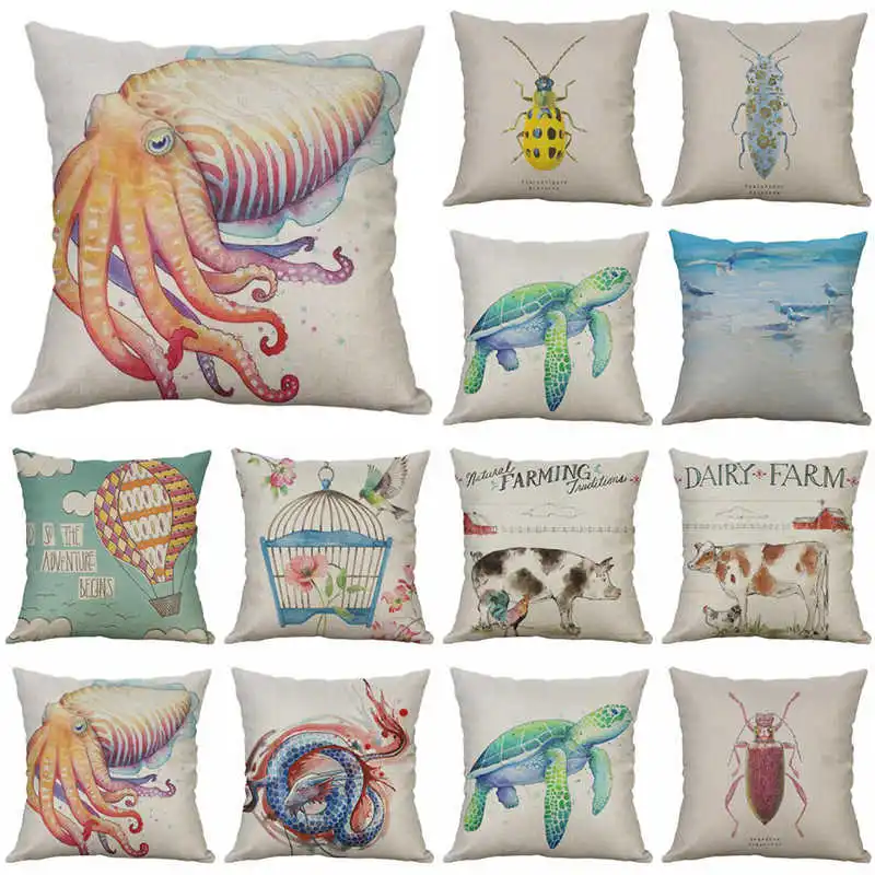 Животное Корова рыба подушки насекомое чехол домашний диван Decorative18 &quotхлопок и