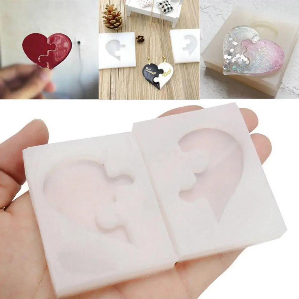 

2Pcs/set Puzzle Heart Valentine Silicone Pendant Mold Tools For Jewelry Making Mould Resin Craft Charm Decorating Pendant D F1I9