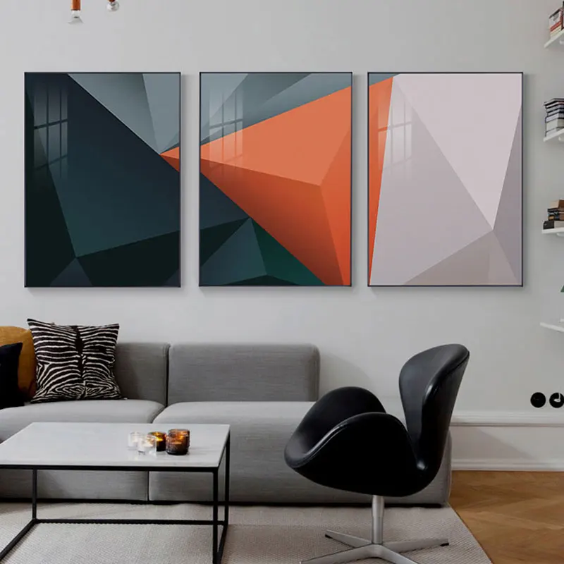 

Modern Triangle pattern Printings Orange Pyramid Wall Pictures for Living Room Bedroom Unique Industrial Style Poster Home Decor