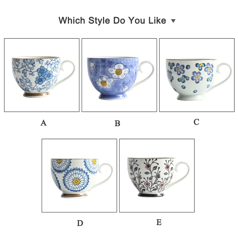 Большая Керамическая Кофейная Кружка 400 мл милый цветочный дизайн фарфоровая