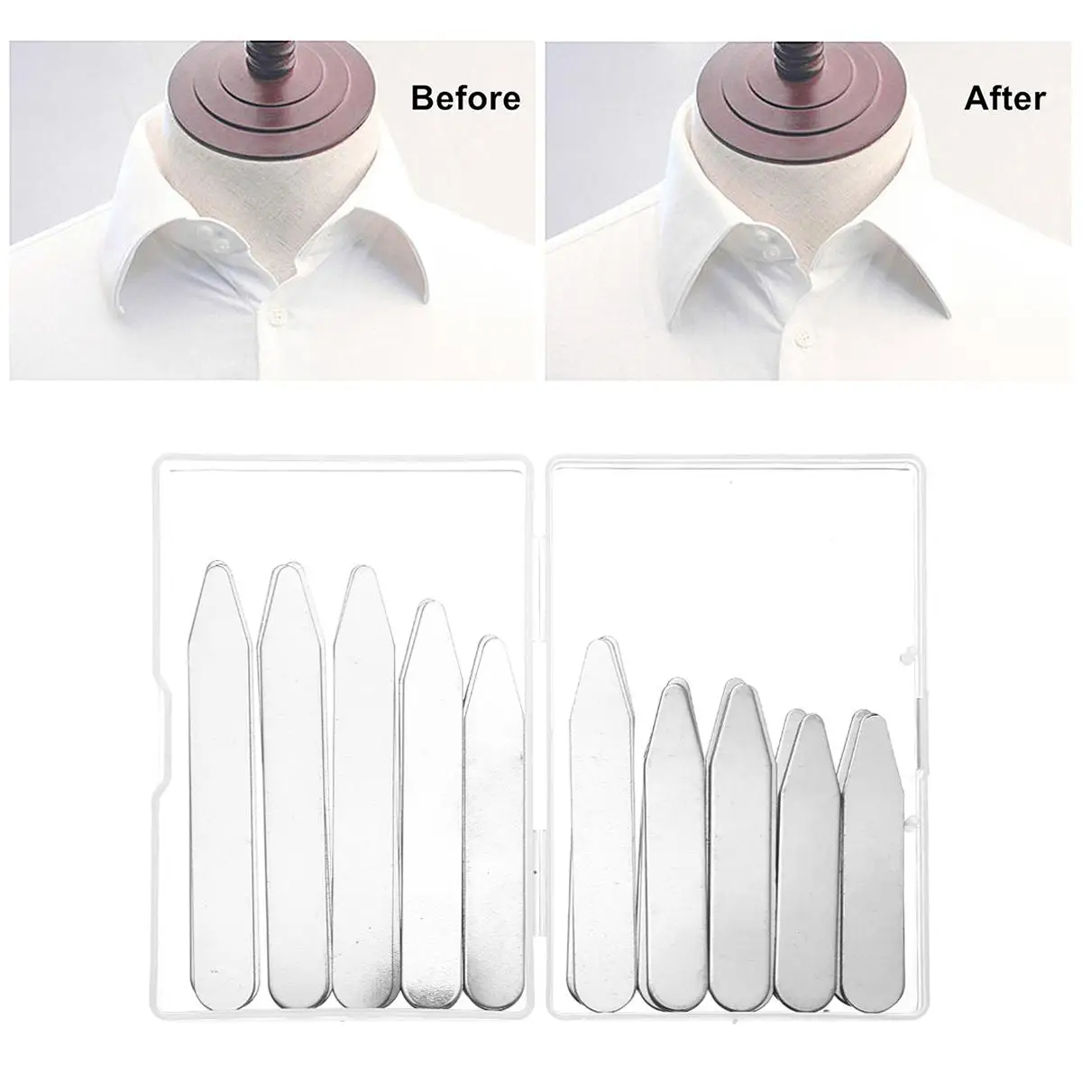 50pcs Stainless Steel Collar Stays Bones Stiffeners Silver Color With Box 2Inch 2.25Inch 2.5Inch 2.75Inch 3 Inch |