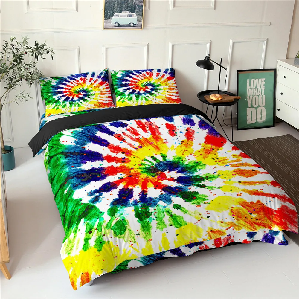 

2021 Tie Dye Psychedelic Spira Duvet Cover Set Pillowcase 3D Bedding Set Microfiber Home Textile Single King Sizes Bedclothes
