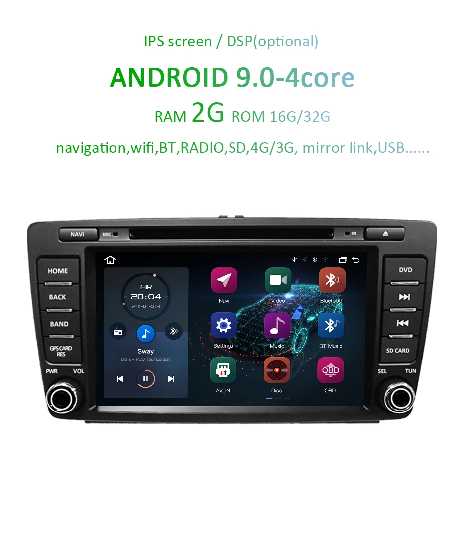 4G+ 64G 8 CORE 2 Din Android 9,0 автомобильный dvd мультимедийный плеер gps Авторадио для SKODA Octavia 2009-2013 автомобильный Радио wifi DVR obd2 DSP