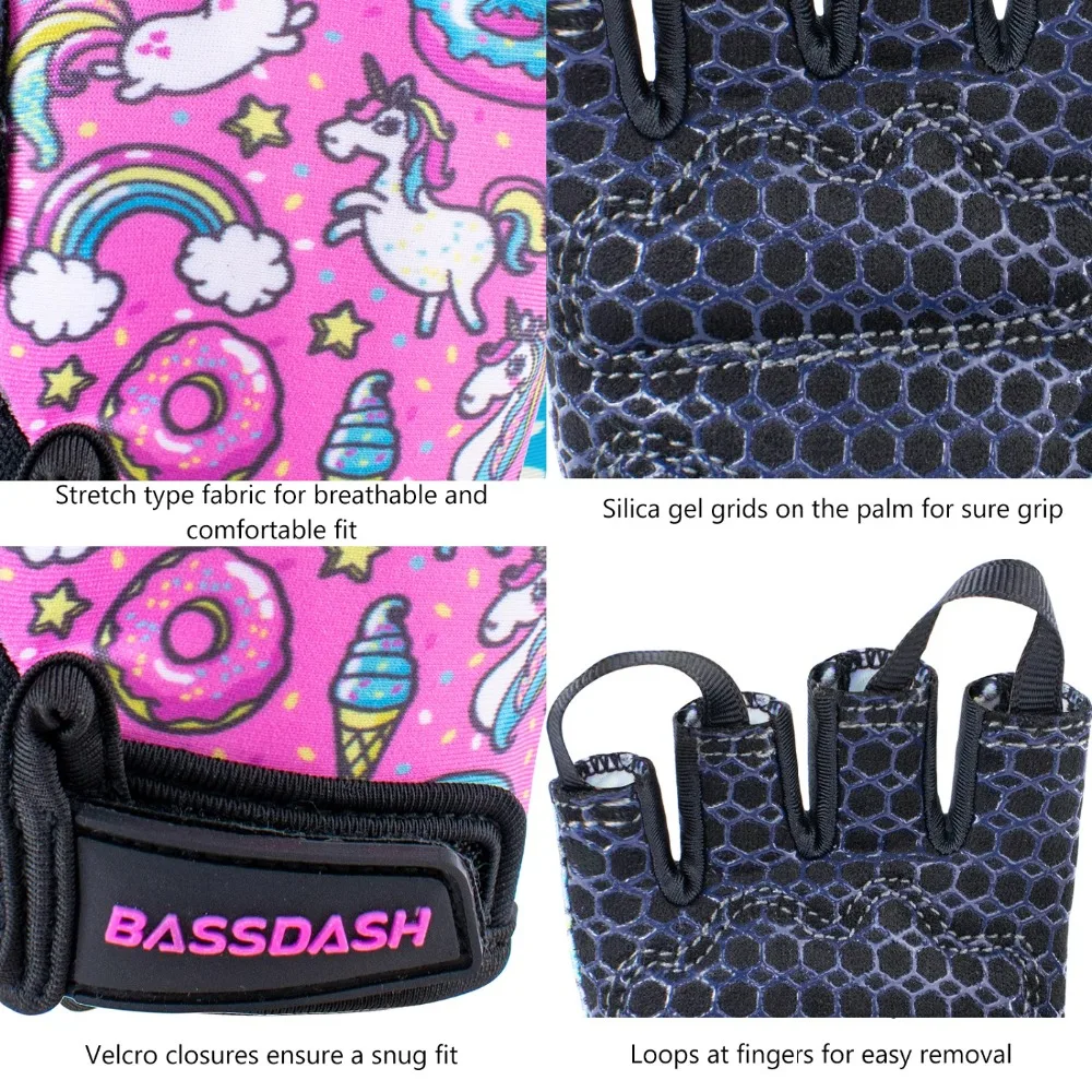 Bassdash UPF 50+ детские перчатки с мягкими захватывающими ладонями, УФ-защита для велосипедов, рыбалки для мальчиков и девочек 1-8 лет