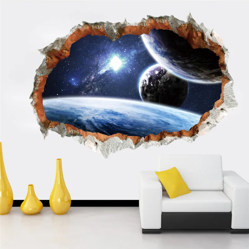 3d настенные наклейки с дырками для гостиной украшения дома Diy пейзажем