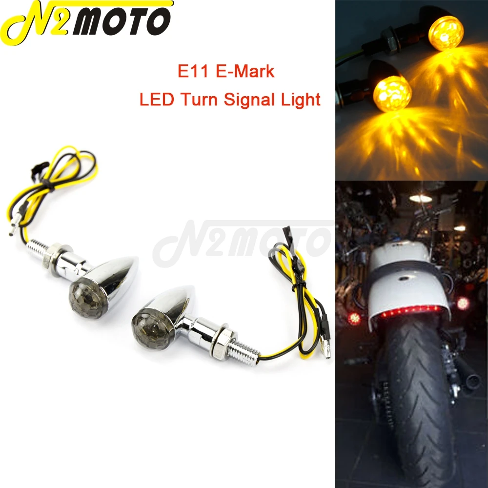 

Chrome Motorcycle 12V Mini Bullet LED Turn Signal Auxiliary Running Light for Harley Honda Suzuki Yamaha Kawasaki BMW E11 E-Mark