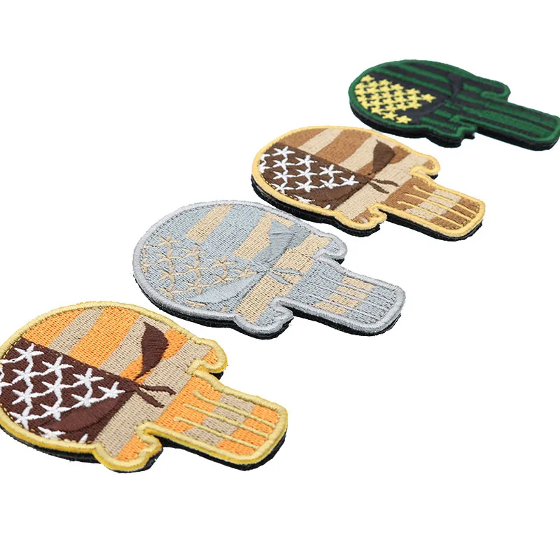 4 цвета 3D вышивка череп накладка на руку цветная Двусторонняя наклейка военный