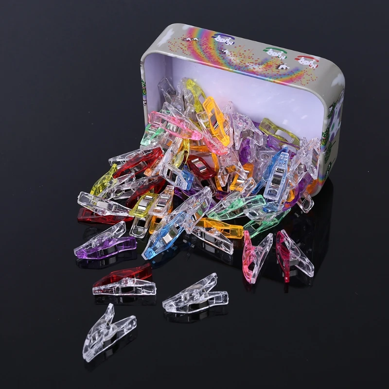 

50pcs Multipurpose Sewing Quilting Clips with Box Binding Clamps for Patchwork Crafting Crochet Knitting Accessories
